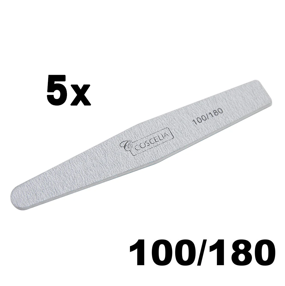 

COSCELIA 5pcs/lot Sandpaper Nail File for Gel Nails 100/180 Professional Set For Manicure Tools Buffer Pedicure Nail Tools