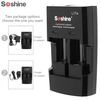 

Soshine S5 2-Slot RCR 123 CR2 16340 17355 lithium battery Charger Input Voltage AC 100~240V 50/60 HZ DC 12V