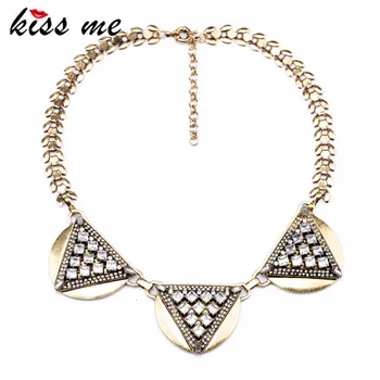 

New Styles KISS ME Fashion Jewelry Antique Glass stone Heart Pendant Necklace