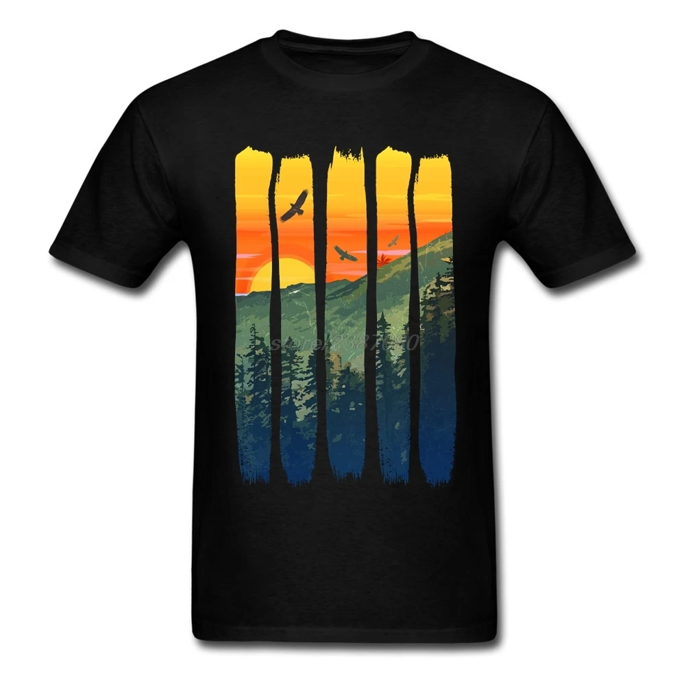 Футболка с надписью «Nesting Eagles by the Summer горный закат», Классическая Подростковая футболка с круглым вырезом и 3D-принтом, футболка с круглым вырезом для взрослых