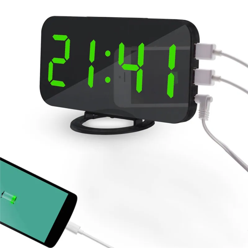 

Creative LED Digital Alarm Table Clock Brightness Adjustable For Home Office Hotel Light Sensor USB Modern Digital Clock