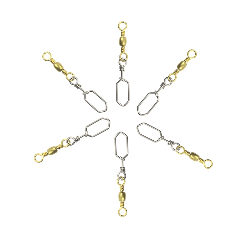 10PCS 2# 4# 6# 8#10# 12#14# Stainless Steel Fishing Connector Pin Bearing Rolling Swivel Snap Pins Fishing Tackle Accessories