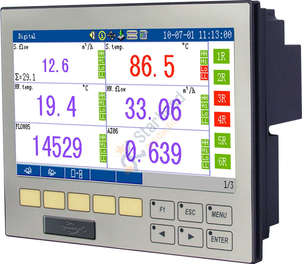 customizable 16 channel paperless recorder 7 color usb chart recorder