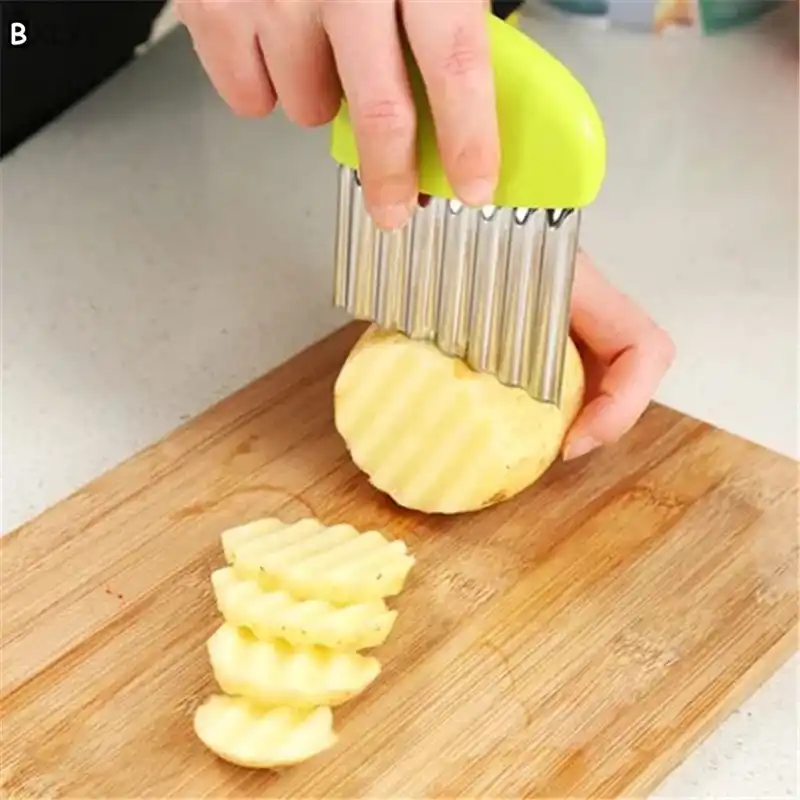 Bxlyy 1pc Potato Cutters Fries Corrugated Knife Kitchen