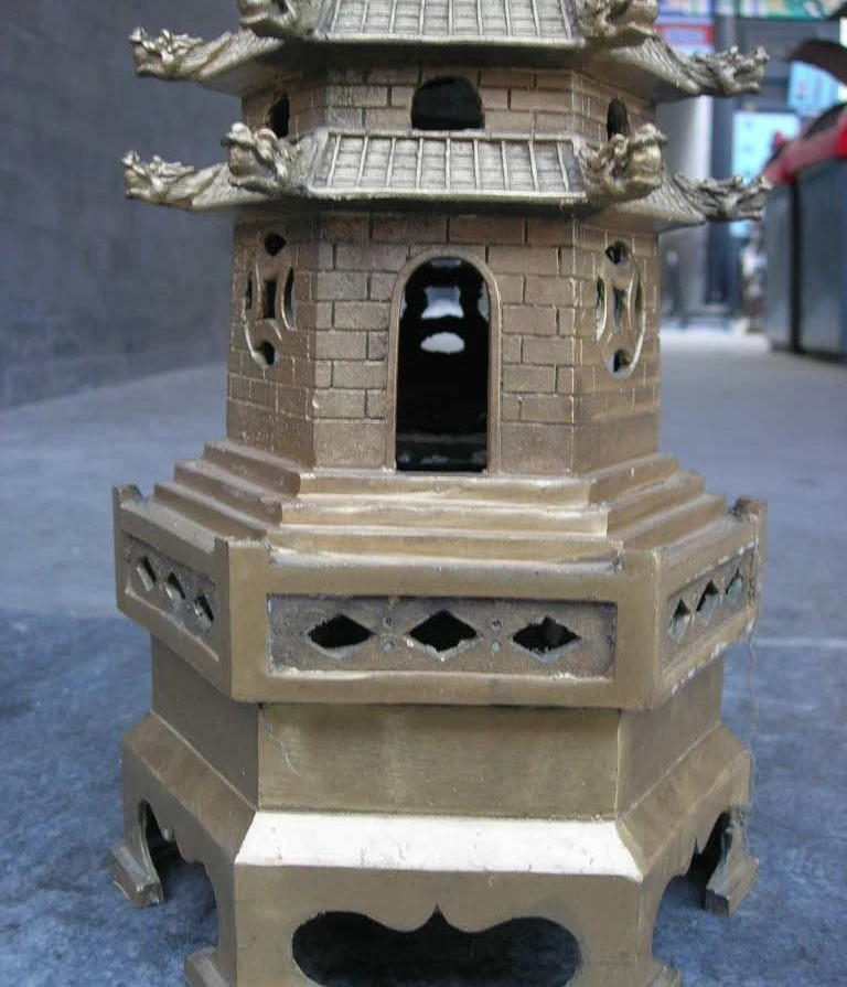 

32"China large Tibet brass found dragons buddha pagoda tower Buddhist pagoda