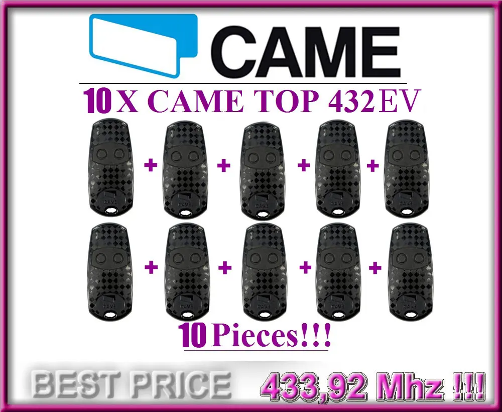 

10pcs For CAME TOP 432EV remote control, 433,92Mhz 2-channel door radio transmitter