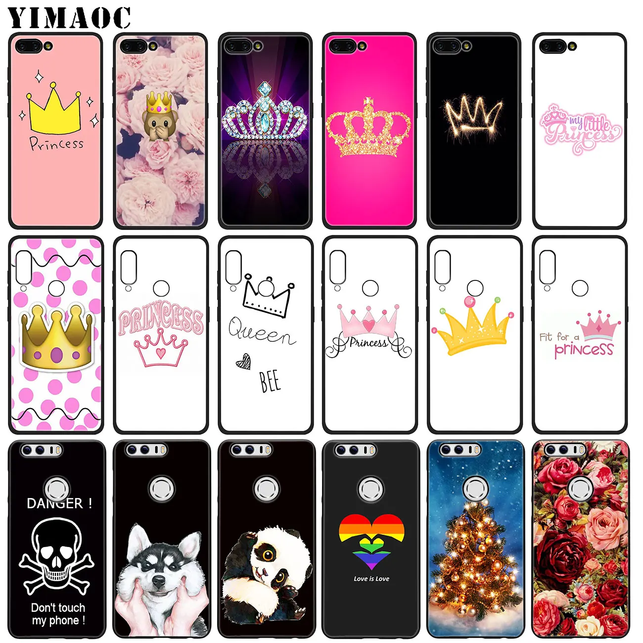 buy YIMAOC PRINCESS Queen boss crown king Soft Silicone Case for Huawei Honor 20 Pro 8C 8X 8 9 9X 10 Lite 7X 7A Pro