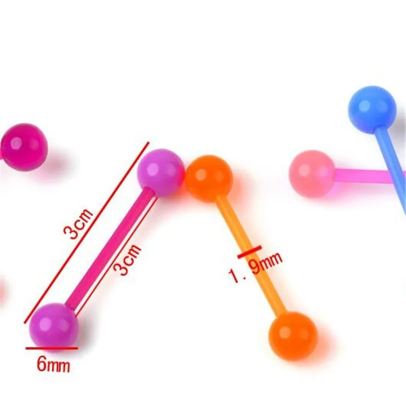 2 шт./партия светящийся Индийский стиль 1,6*19*6 мм прямой пирсинг-штанга для языка Пирсинг 14 калибра Акриловые Украшения для тела трагус для сосков кольцо