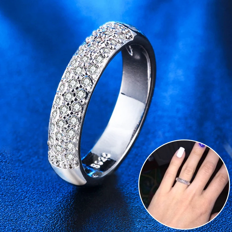 LNRRABC Woman Jewelry Fashion Simple Round Rhinestones Ring Personality Female Rings Wedding Rings For Women