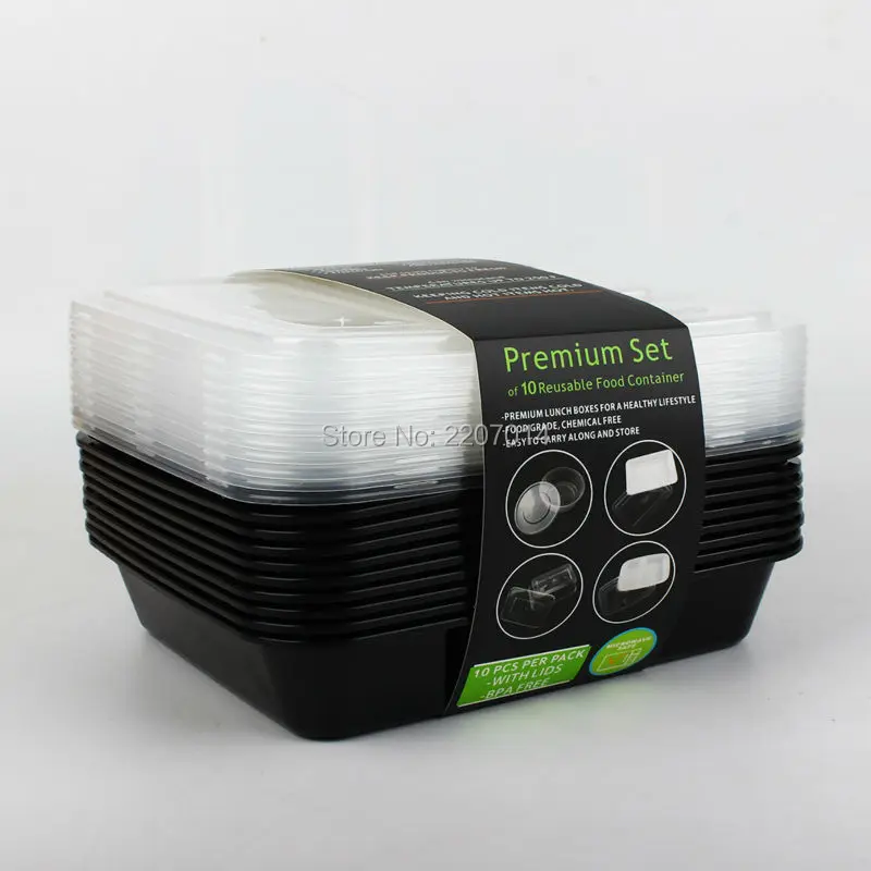 Compare Prices On Disposable Plastic Plates Online Ping 10 Pcs Disposable Plastic Plates 3 Compartment Microwave Safe Black Container With Lid Divider