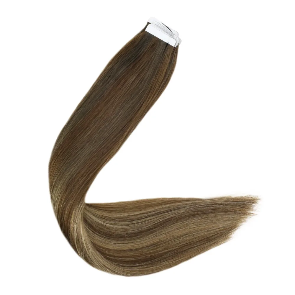 

Full Shine Human Tape in Extensions 100g 40 PiecesBalayage Color #3T14P6 100% Machine RemyHair Extensions Seamless Tape on Hair