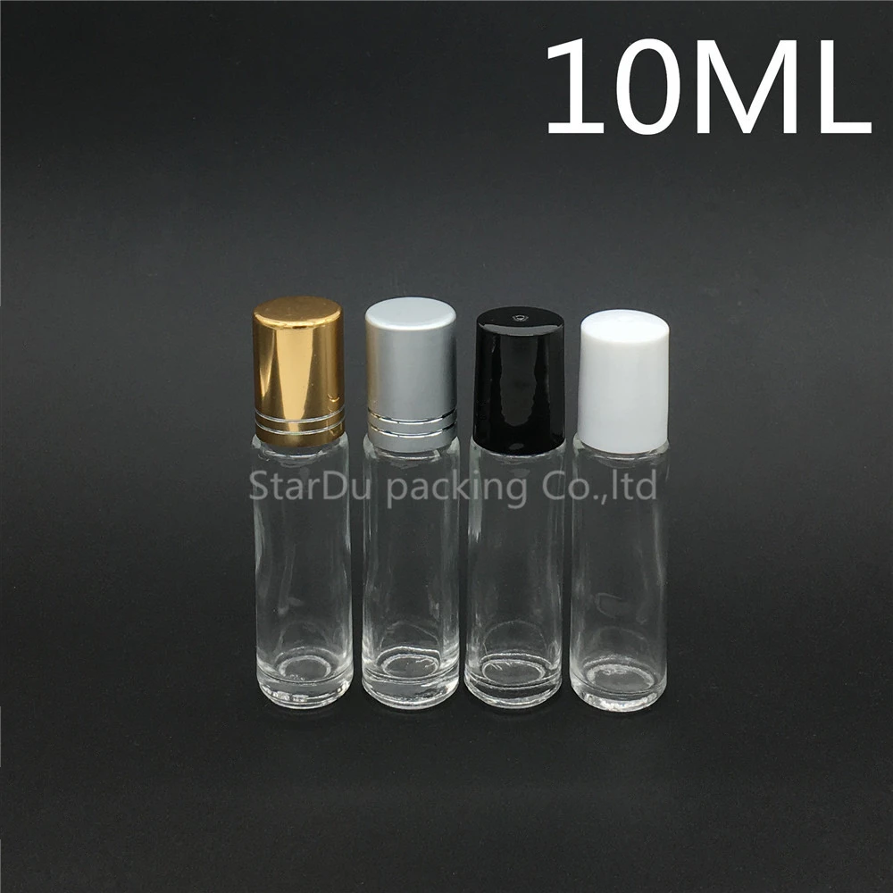 300pcs 10ml Roll On Perfume bottle, 10ml Clear Essential Oil Rollon bottle,  Small Glass Roller Container