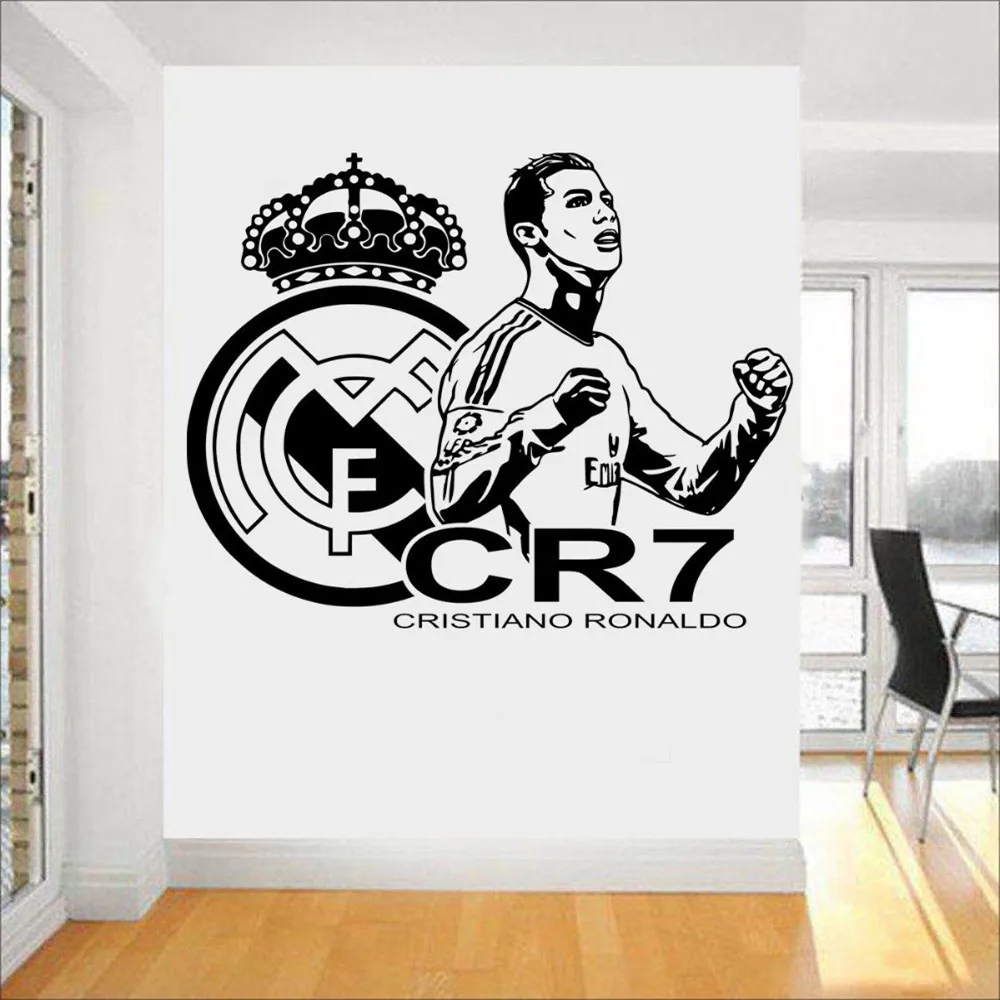 

Free Shipping Boy Gift FC CR7 Cristiano Ronaldo Wall Sticker Decal Decor 3D Look Real Madrid Football Soccer Sticker