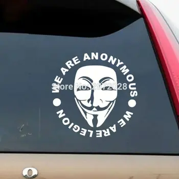 

10 x Newest Funny We Are Anonymous Mask Car Creative Decorative Auto Decal Cartoon Car Reflective Car Body Decal Pattern Vinyl