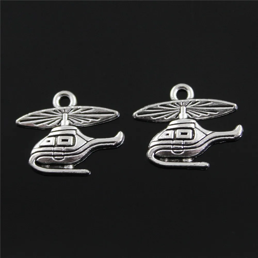

Charms Helicopters Antique Silver Color Alloy Diy Jewelry Making Accessories 15x19mm 10pcs/lot