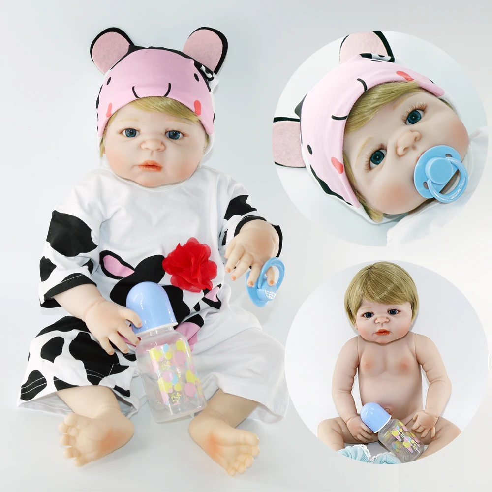 

NPK 23" hard body Silicone Reborn Baby boy or girl Doll DIY Toys fake Newborn Babies alive Doll Gift bebe reborn menino Bonecas