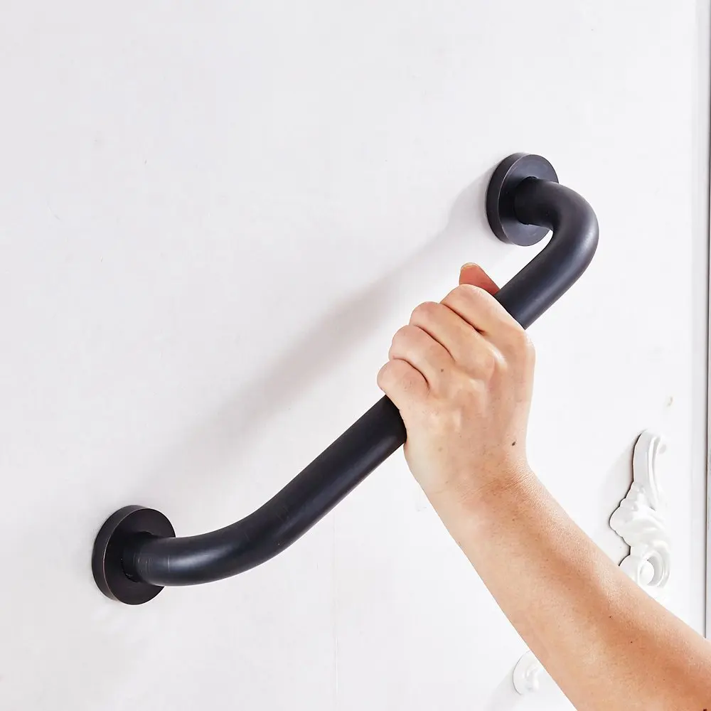 Oil Rubbed Bronze Finish Bathroom Tub Toilet Handrail Grab Bar Black Concealed Mount Shower