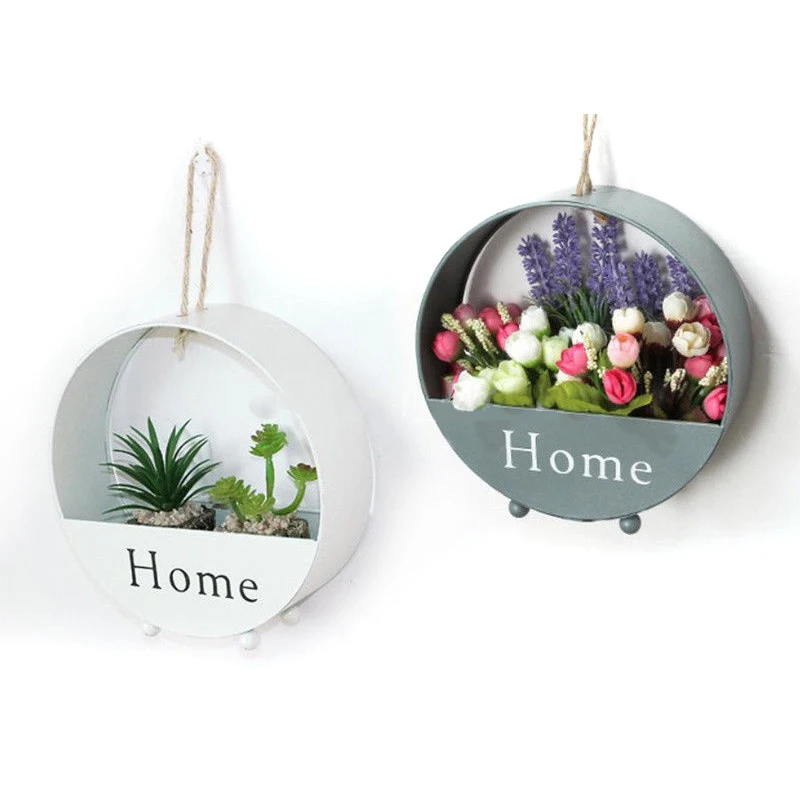 Newest DIY Creative Iron Hanging Planter Wall Window Flower Basket Design Home Decor 11 Styles