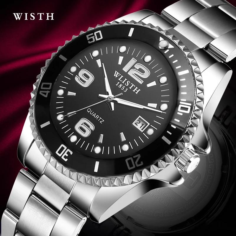 

WLISTH New Arrival Sport Military Men Watches Analog Display Stainless Steel Waterproof Male Quartz Watch 2017 Top Luxury Watch