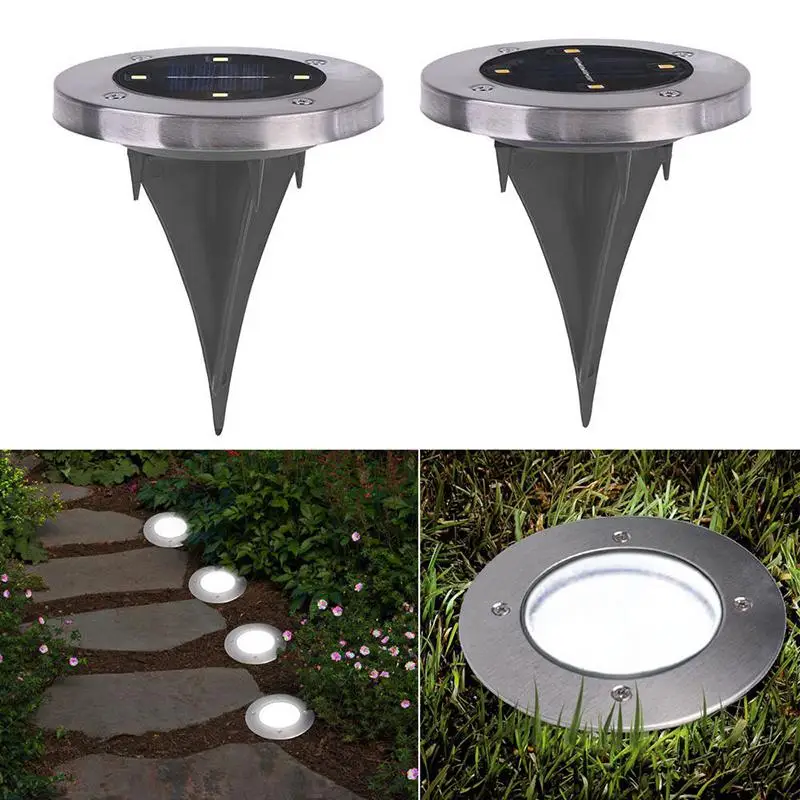 Dropship 4 LED Solar Powered Buried Light Ground Lamp Outdoor Path Way