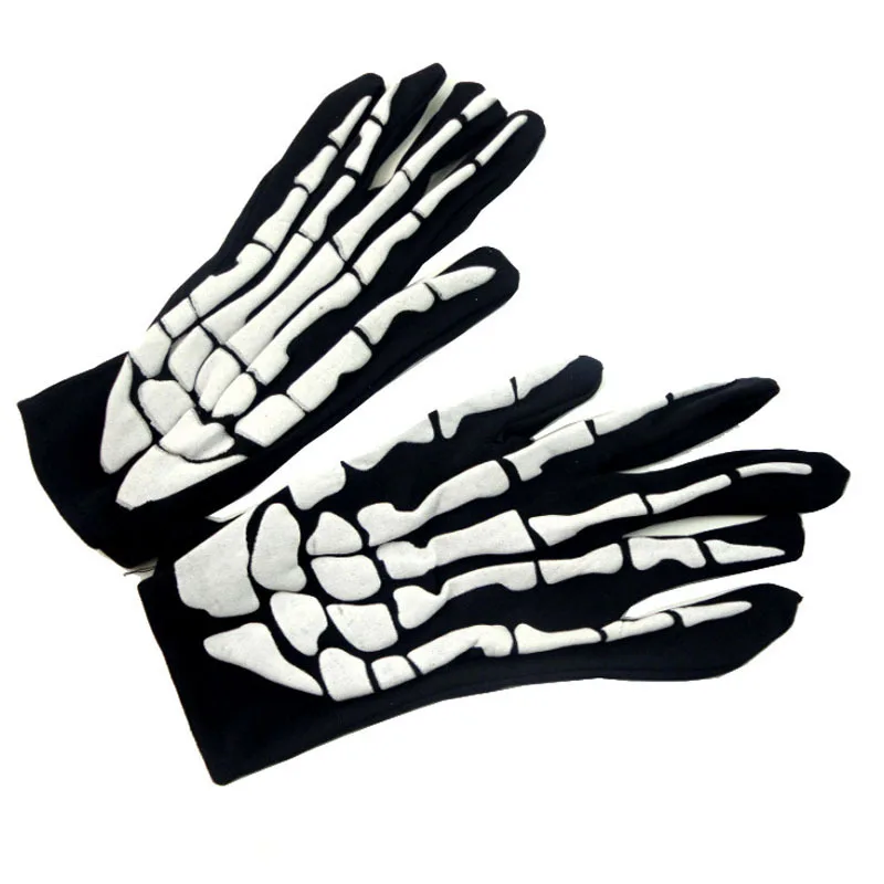 Halloween Horror Skull Claw Bone Skeleton Goth Full Gloves Winter