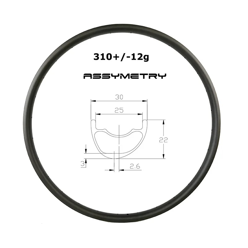 

310g Asymmetric 29er MTB bicycle 30mm outer 25mm internal Tubeless carbon rims mountain bike gravel XC riding UD matt glossy