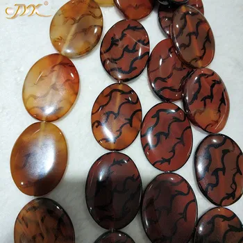 

JYX fine Agate DIY material deep orange with lines 30*40mm best handmade materials jewelry diy necklace bracelet 1 bead