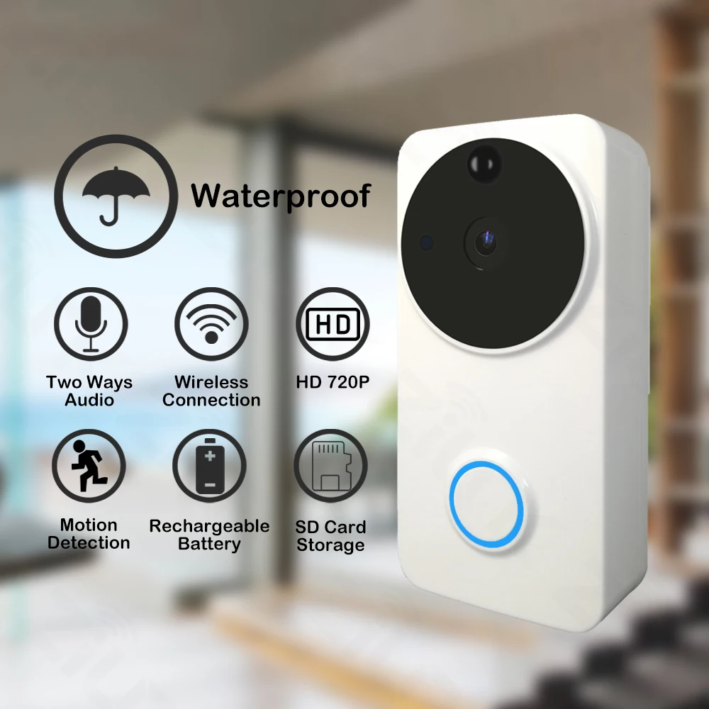

Cobell Wireless Wifi Doorbell 720P HD Waterproof Intercom Battery Video Door Phone Home Security Door bell Camera IP IR Alarm
