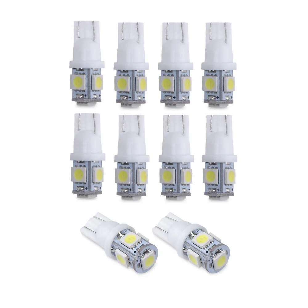 10X T10 Светодиодная лампа 5 SMD 5050 Светодиодный W5W 194 168 автомобильная источника света