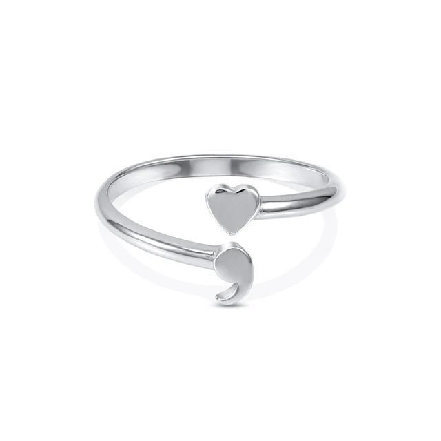 Fashion Semi Colon Silver Rings Heart Semicolon Ring Women Gift Health ...