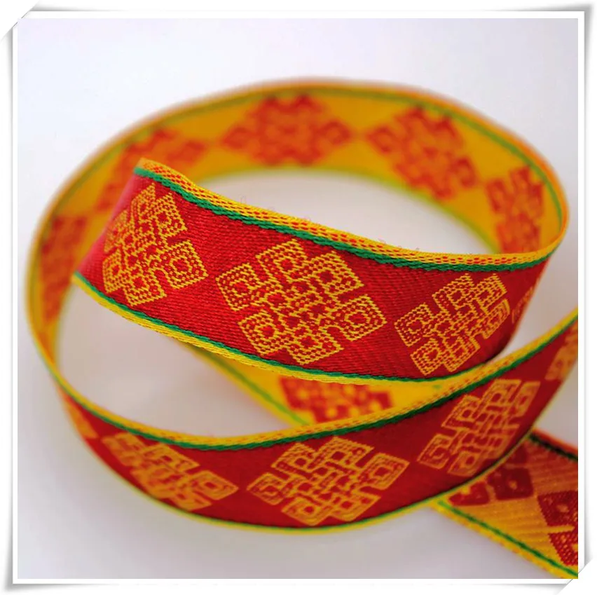 

10yards/lot 1.9CM 19MM Red Chinese traditional jacquard webbing Kung fu Accessories for DIY Sewing Garment Tape laciness ribbon