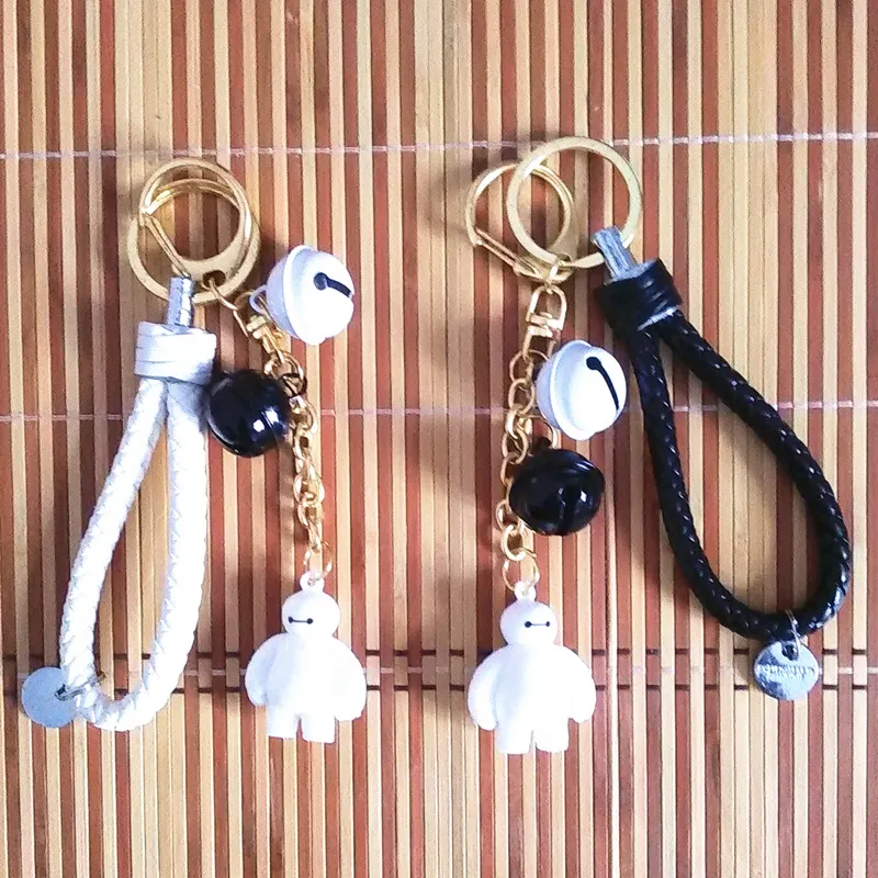 

New Arrival PU Leather Cord And Baby Jingle Bells Key Chain White Black Golden Key ring Flash Bright Metal Keychain Selling!