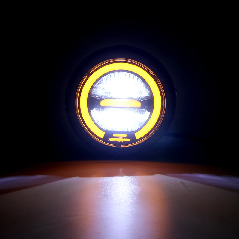 6.5 inch universal Retro motorcycle modification LED headlight lamp with Guard Cover yellow driving light GN125 250 |