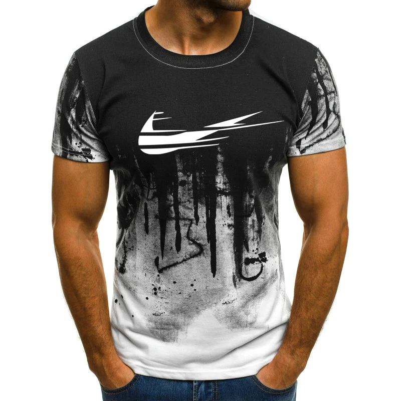 

2018 new fashion casual men's sports print short-sleeved camouflage T-shirt, summer personality printing men's T-shirt.