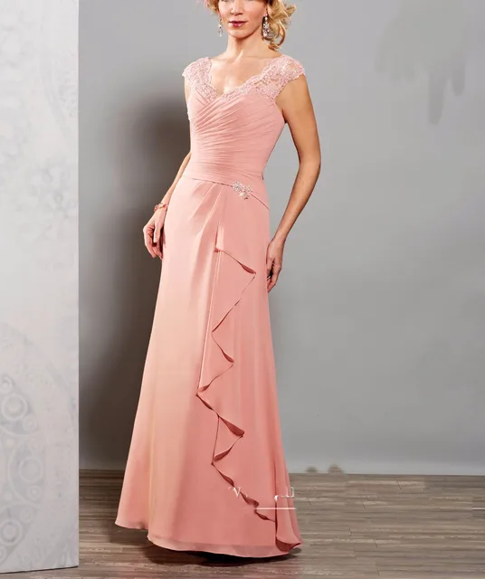 de encaje de color rosa madre de la novia vestidos de madrina de