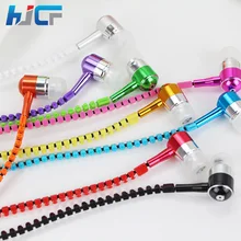 New 3.5mm In-Ear Metal Bass Zipper Earphones Sports Music Wired Earbud Headset With Microphone For iphone Samsung