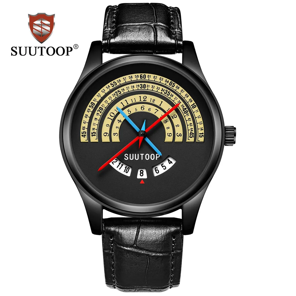 

SUUTOOP Original Men Creative Tactical Unique Design Quartz Watches Business Black Fashion Reloj Hombre Watches Casual Clock