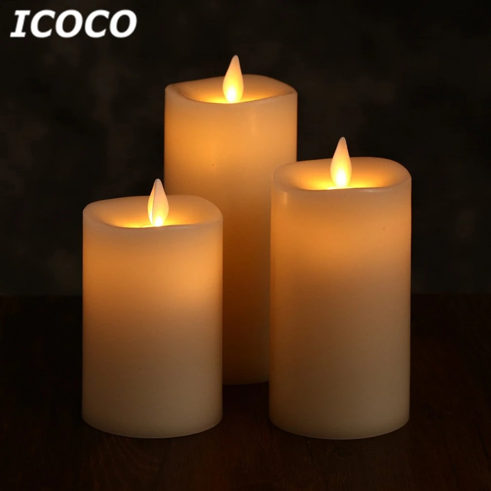 

ICOCO 3pcs/set Electronic LED Candles Light Remote Controller Simulation Candle Lamp For Christmas Party Wedding Home Deocr