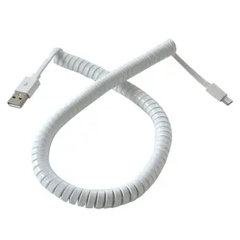 

Type-C 3.1 Male to USB 2.0 A Male Adapter Data Sync Coiled Cable Adapter White 10FT 3M