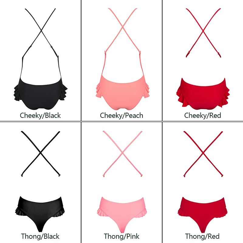 Deep V plus size swimwear women bathers Ruffle sexy bikinis 2019 mujer one piece swimsuit Push up bathing suit thong monokini XL