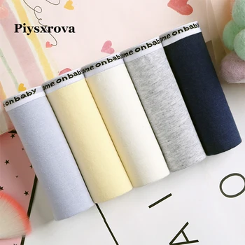 

5 Pcs/Lot Cotton Underwear Women's Briefs Bow Low Letter Rise Waist Femme Breathable Sexy Woman Panties Pure Color