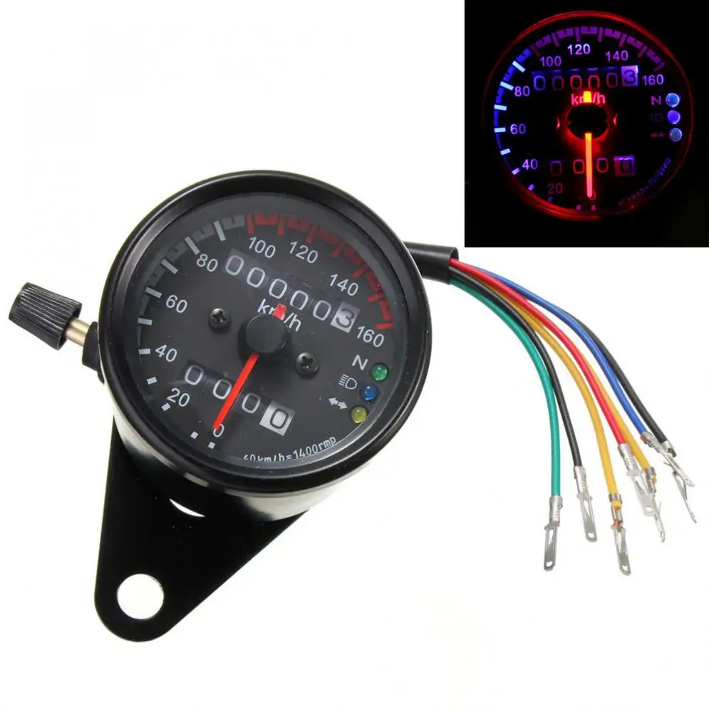 

12V Dual LED Black Backlight Night Readable Speedometer Gauge Panel Motorcycle Universal Odometer Instrument