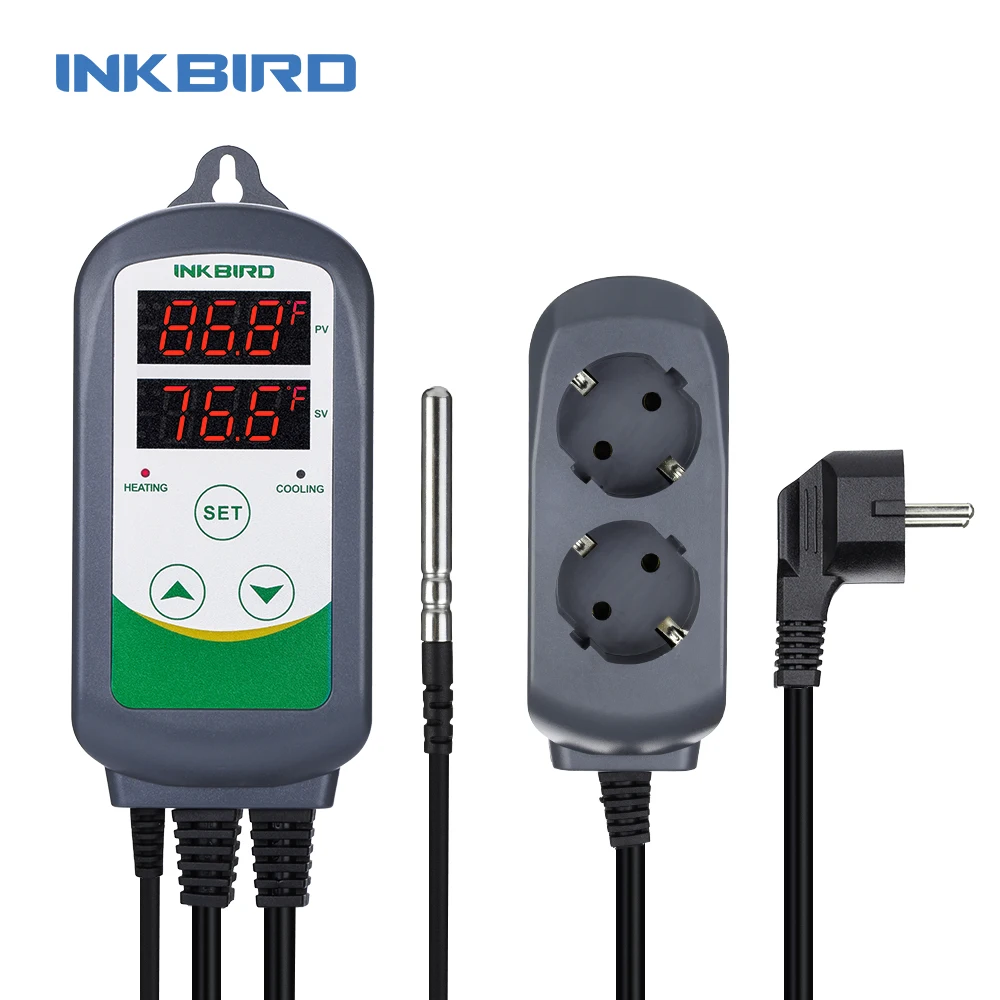 Inkbird ITC-308 Regolatore di temperatura a doppio relè per riscaldamento e raffreddamento, Carboy, Fermentatore, Temp. Terrario serra. Controllo
