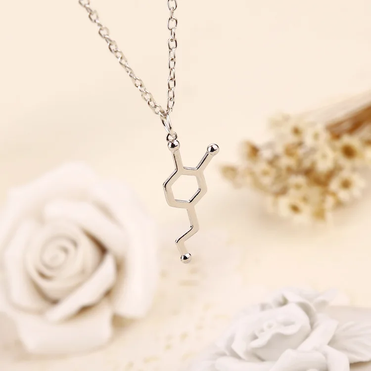 

New Hexagon Chemical Molecular Structure Pendant Necklace Chemistry Molecule love chemical formula Polygon Geometry Necklace