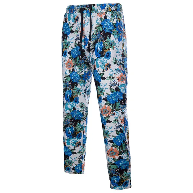 2018 Spring Summer New Style Fashion Floral Print Men’s Set Shirt+Pant Casual Shirts Suits Cotton Linen Material Plus Size 5XL