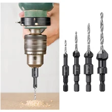 4 шт. зенковки сверло набор дерева сверло биты для сверла для деревообработки комплект