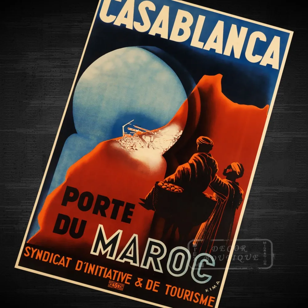 Casablanca Morocco Maroc Africa посещение пейзажа путешествие старинный ретро-постер из