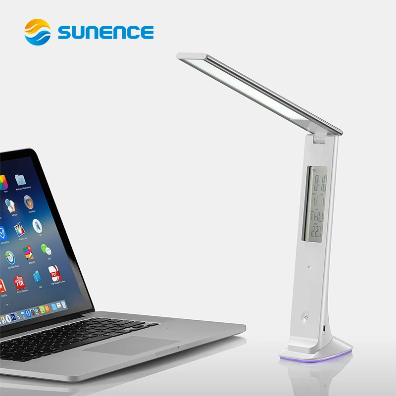 

Sunence LED Table Lamp USB Charge Port Table Light With Foldable Dimmable Flexible Alarm Clock LCD Display Business Desk Lamp