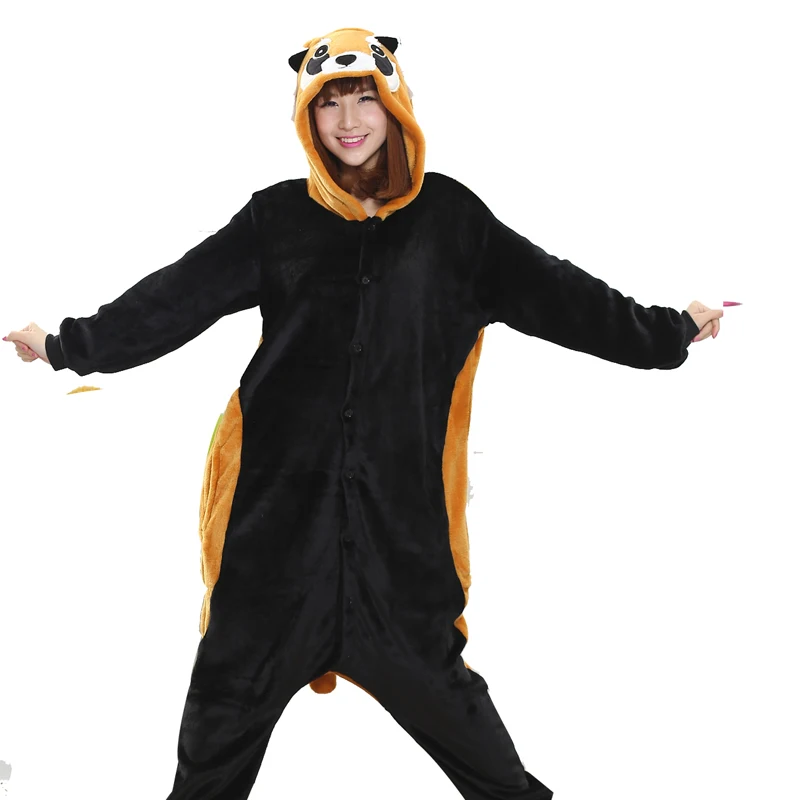 Soft Raccoon Animal Kigurumi For Adults Pajamas Women Onesie Winter Sleepwear Men Night-Suit Set Flannel Nightie Cosplay (3)