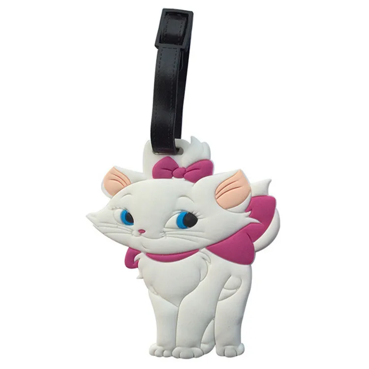 New Cartoon Cute Marie Cat PVC Baggage Tags Portable Suitcase Name Address ID Handbag Label Travel Accessories Luggage Tag
